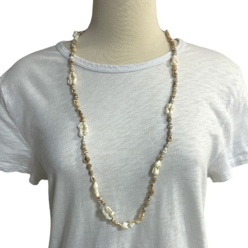 Vintage Seashell Necklace statement 34” Pullover Mini Conch Shells